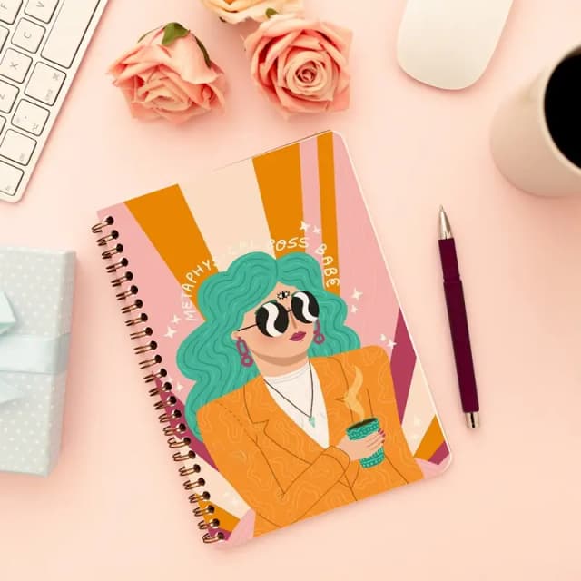 Cute Illustrated Spiral notebook for Girls-A5 size -Printed cover back & front