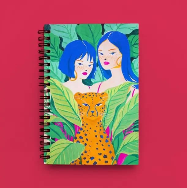 Cute Illustrated Spiral notebook for Girls-A5 size -Printed cover back & front