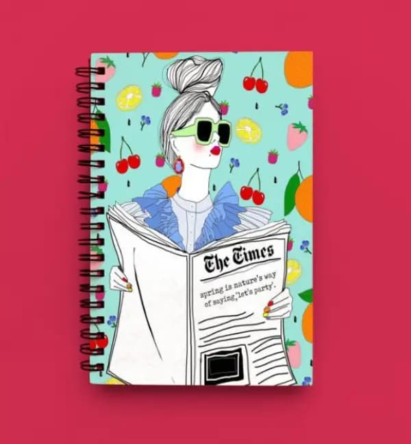 Cute Illustrated Spiral notebook for Girls-A5 size -Printed cover back & front