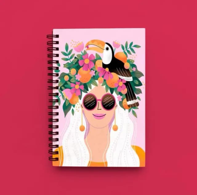 Cute Illustrated Spiral notebook for Girls-A5 size -Printed cover back & front