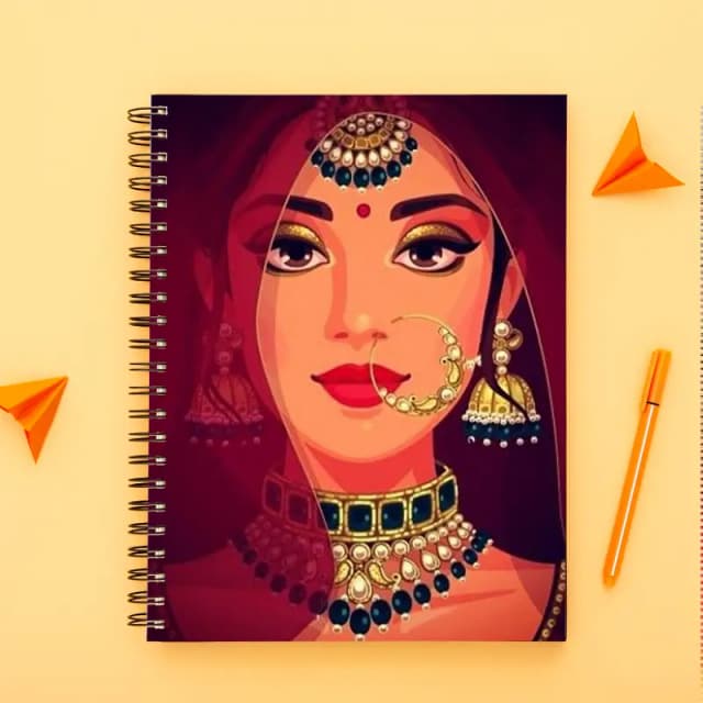 Indian traditional bride-Spiral notebook-A5 size -Printed cover back & front