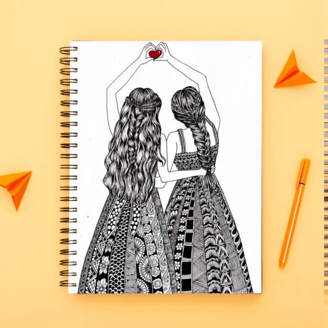 BFF collection-Spiral notebook for Girls-A5 size -Printed cover back & front