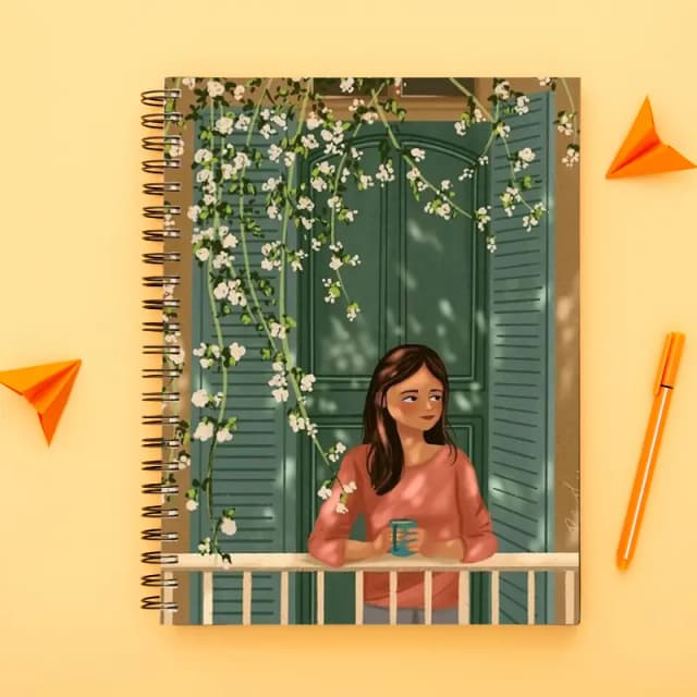 Cute Illustrated Spiral notebook for Girls-A5 size -Printed cover back & front