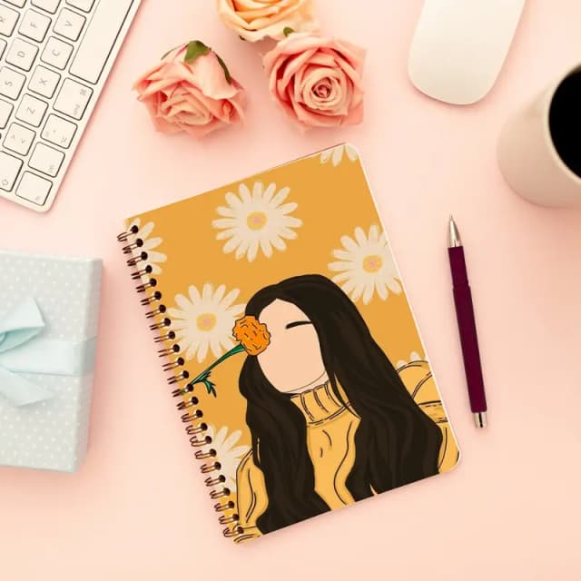 Cute Illustrated Spiral notebook for Girls-A5 size -Printed cover back & front